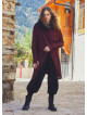 Hooded Collar Thumb Hole Detailed Maroon Cardigan